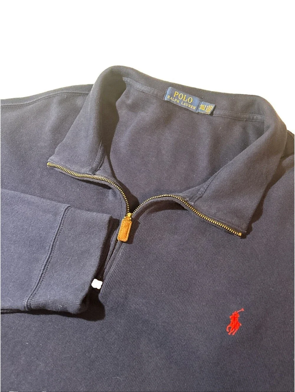 Polo Ralph Lauren Sweater Men's 4XLT Navy Blue Quarter Zip Pullover Mock neck